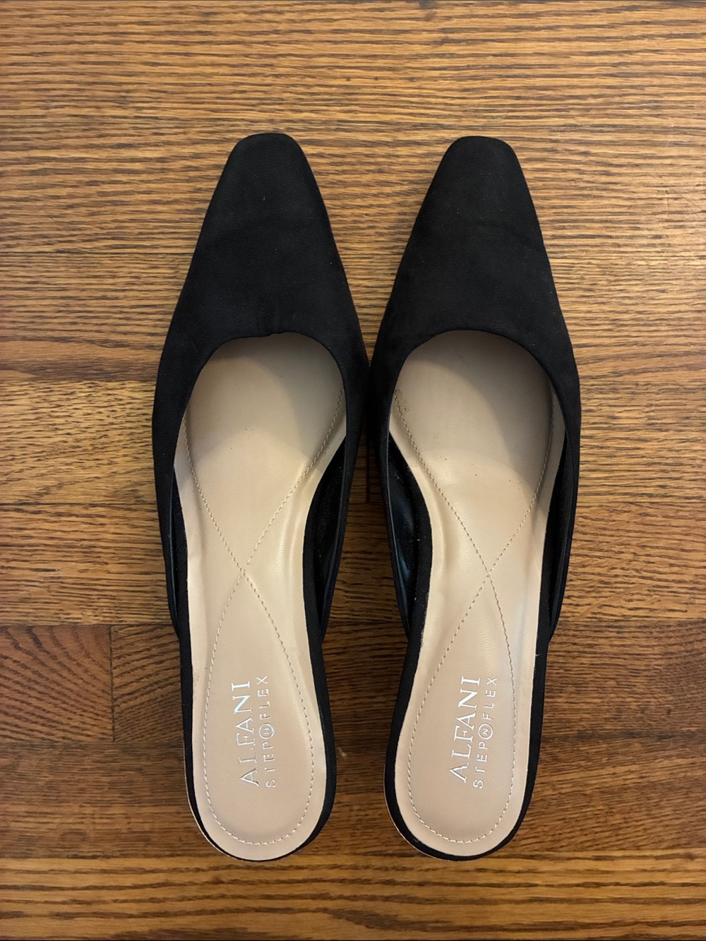 Alfani Step N Flex Black Pointed-Toe Slip-On Mules, sz 11